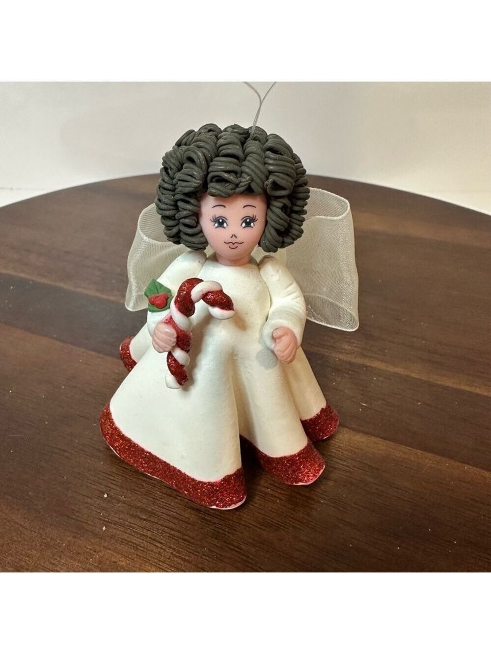 Vintage Avon Kneeded Angel Christmas Ornament – Candy Cane Angel Figurine